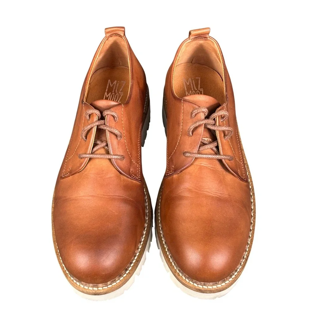 Miz Mooz Wren Brown Leather Wool Lined Lug Sole Oxford Shoes‎ Made in Portugal